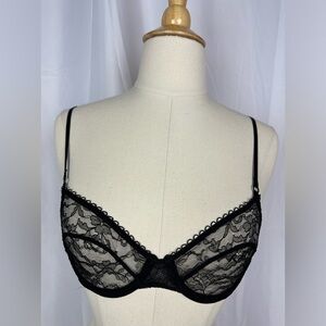 New Capucine Puerari Black Lace Underwire Bra Sz 32C